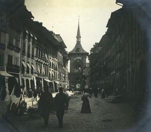 Switzerland Bern Zytglogge Clock Tower street scene Old Photo 1900