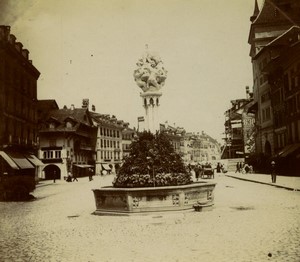 Switzerland Bern Bärenbrunnen Bear Fountain Old Photo 1900