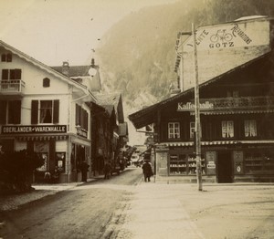 Switzerland Interlaken? Street shops Coffee shop Warehouse Gotz Old Photo 1900