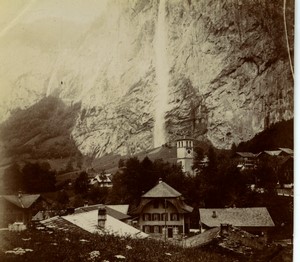 Switzerland Lauterbrunnen Staubbach Falls Church Old Photo 1900 #1