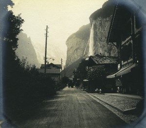 Switzerland Lauterbrunnen street Staubbach Falls Old Photo 1900