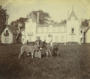 France Cher Saint Eloy de Gy Chateau du Peron Donkeys Old Amateur Photo 1900 #1