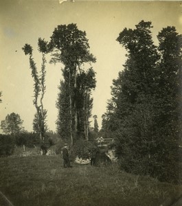 France Normandy countryside Tourists in field old amateur photo 1900