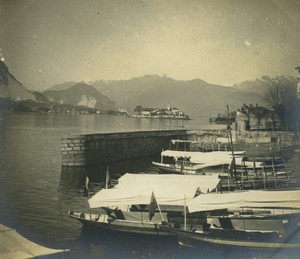 Italy Lake Lago Maggiore Isola dei Pescatori Boats Old Photo 1900