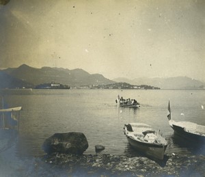 Italy Lake Lago Maggiore Isola Madre Boats Old Photo 1900