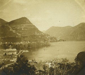 Switzerland Lago di Lugano Monte Bre Old Photo 1900