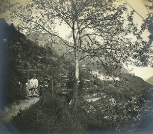 Italy Lago di Lugano Oria Village boys in countryside Old Photo 1900 #1
