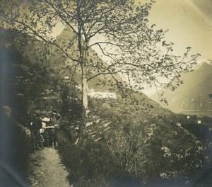 Italy Lago di Lugano Oria Village boys in countryside Old Photo 1900 #2