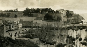France Belle Ile en Mer le Palais et le Port Bateaux ancienne Photo 1940