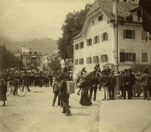 Somewhere in Austria? Busy Town Square Old Photo 1900