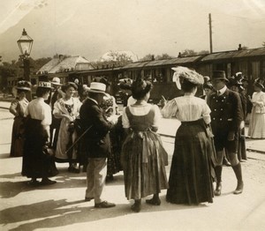 Somewhere in Austria? Busy Train Station Old Photo 1900 #1