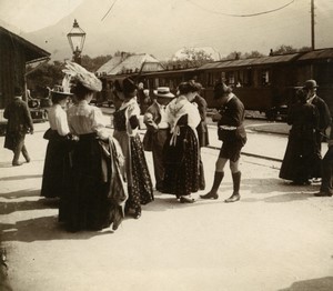Somewhere in Austria? Busy Train Station Old Photo 1900 #2