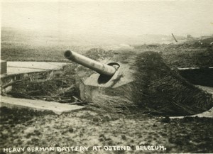 Belgium WWI Heavy German battery at Ostend Old Photo 1918