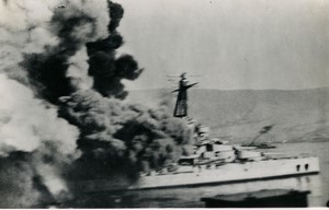 French Naval Disaster Mers el Kebir WWII Bretagne on fire Old Photo 1940 #2