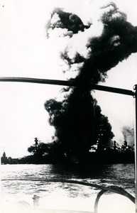 French Naval Disaster Mers el Kebir WWII Bretagne on fire Old Photo 1940 #4