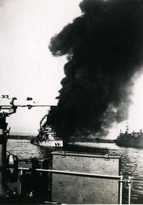 French Naval Disaster Mers el Kebir WWII Bretagne on fire Old Photo 1940 #5