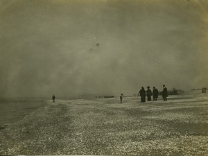 France Saint Aubin Beach in winter Calvados? Old Photo 1909
