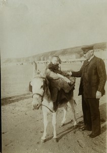 France Donkey Promenade at the Treport Simone Leclerc old Photo 1910