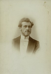 France Paris Young Man Portrait Moustache Old Cabinet Card Photo Delahaye 1900