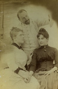 Lucerne? Group Portrait Woman smoking self portrait? Old Cabinet Card Photo 1890