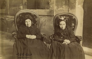 France Aix en Provence Vieille Dame et sa Tante Suzanne 101 ans Ancienne Photo carte cabinet Villevielle 1900