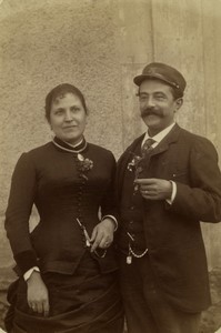 France Roubaix Mr & Mrs Eugene Becquet Old Cabinet Card Photo 1900