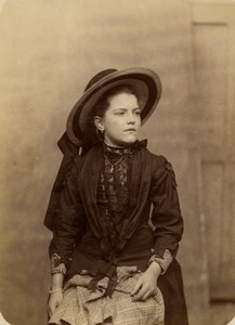 France Roubaix Young Girl Camille Becquet Nice Hat Old Cabinet Card Photo 1900