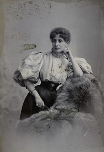 Suisse Geneve Femme posant Ancienne Photo carte cabinet Fred Boissonnas 1896