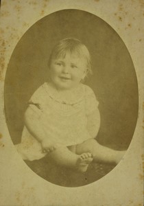 France Valenciennes Baby Toddler posing Old Cabinet Card Photo Delsart 1890