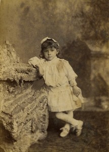 France Valenciennes Young Girl posing Old Cabinet Card Photo Delsart 1890