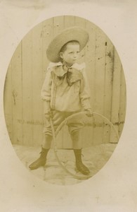 France young boy & Toy Hoop Old Cabinet Card Photo Parmentier 1900