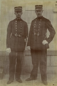 France Military 2 Men in Uniform posing Old Photo 1900