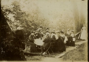 France Campagne Dejeuner sur l'herbe Pique-nique Groupe Ancienne Photo 1900