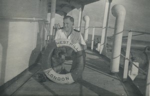 Man on a Ship bridge West Hill London Buoy Old Photo 1930
