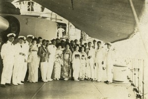 Japan Reception in Nagasaki Group on Ship Bridge Old Photo 1931