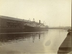 France Le Havre Boat in the Harbor Old Photo 1920