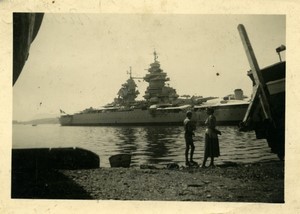 France Miltary French battleship Richelieu Old Photo 1955