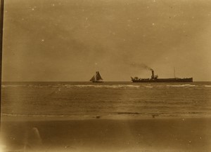 France Saint Pol de Leon? Ship at Sea Old Photo 13 July 1921