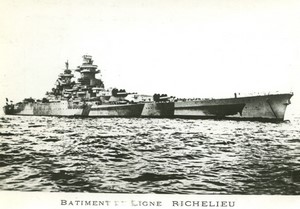 Scotland French Battleship Richelieu in Scapa Flow in Scotland Old Photo 1943 #1