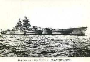 Scotland French Battleship Richelieu in Scapa Flow in Scotland Old Photo 1943 #2