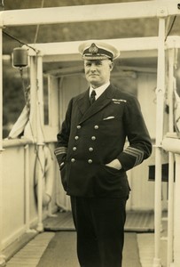 Royal Navy Reserve Officer E. Clarke RD RNR Old Photo 1930's