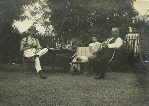 France Group posing Outside with drinks dog Old Photo 1910 #1