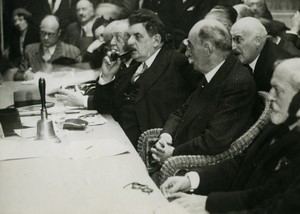 France Political Group Meeting Edouard Herriot Old Photo 1930