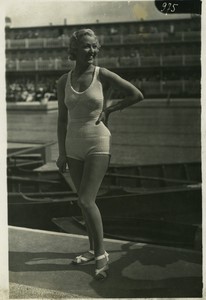 France French Fashion Model posing Bathing Suit Old Photo 1930