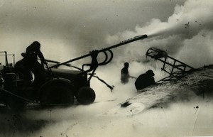 France Aircraft fire Pumper fire engine Old Photo 1930