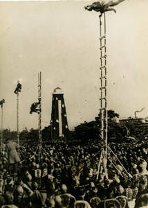 Japan Tokyo Firefighters ladder demonstrations acrobats Old Photo 1947