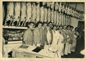 France Le Croisic butcher shop interior Workers Old Photo Guillard 1950