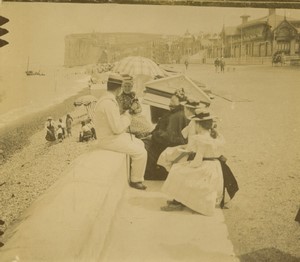 France Dieppe? Sea Front Sunday at the Beach Cliff Old amateur Photo 1910