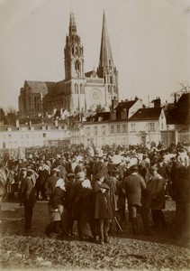 France Chartres Market Scene Cathedral Old amateur Photo 1900