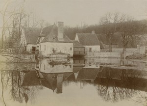 France near Maintenon? Eure river Water Mill Reflection Old amateur Photo 1900